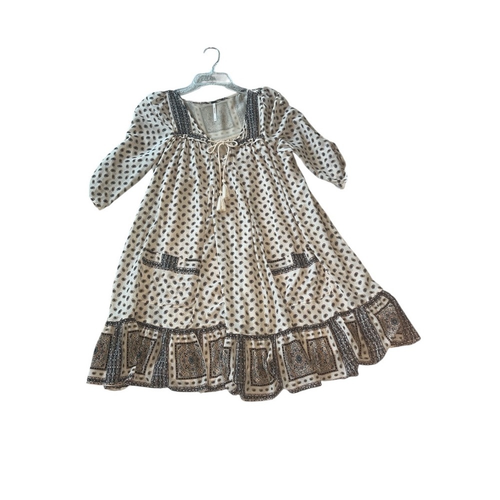 Free People Elegant Beige Patterned Dress size Small - Picture 4 of 10